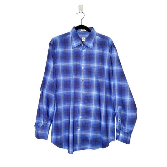 NEW Peter Millar Striped Button Down Dress Shirt Men's Blue Size Large - Picture 1 of 3